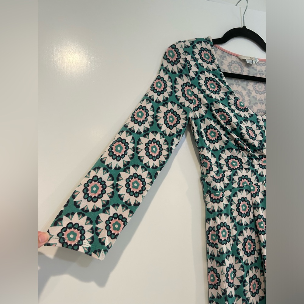 Boden Womens Size 4 Floral Green Geometric Mandela Gathered Tunic Dress - Picture 7 of 10